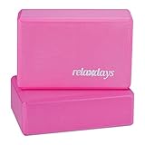 Relaxdays Unisex – Erwachsene Yogablock im 2er Set, Klötze Übungen, Hartschaum, rutschfest, Yoga-Würfel HBT 8x23x15 cm, pink f