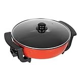 Hot Pot Elektrisch Hotpot Topf 6L, Elektrischer Kochtopf 220V 1360W, Doppelseitig Elektrische Wok mit Deckel, Chinesischer für Familienfeiern, Restaurants, Picknicks im Freien, Fondue Red, Black