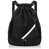 flintronic Mode Sport Rucksäcke, Turnbeutel, Große Kapazität Kordelzug Sporttasche, Turntasche mit Schuhfach & Wasserflaschen-Netztaschen, Gymsack Wasserfest Sporttasche, für Erwachsener Jugend