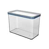 Rotho Loft rechteckige Vorratsdose 2.1l mit Deckel und Dichtung, lebensmittelechter Kunststoff (PP) BPA-frei, transparent/blau, 2.1l (20.0 x 10.0 x 14.2 cm)