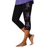 YCBMINGCAN , lässig, Blumendruck, hohe Taille, elastische Caprihose, Leggings Ski Hose Für Damen (Black, XXXL)