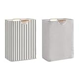 2 Stück Wäschekorb, 75L Groß Wäschesammler Aufbewahrungskorb Kinderzimmer mit Griffen, Faltbar Laundry Baskets Handtuchkorb Organizer für Schlafzimmer Badezimmer Wohnzimmer Wäschetonne 40x30x60cm -B