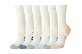 Amazon Essentials Damen Sportliche Crew-Sportsocken aus gepolsterter, atmungsaktiver Funktionsbaumwolle, 6 Paar, Weiß, 36-39.5