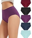 Bobelle Wear Unterhosen Damen,Hohe Taille Slips Baumwolle Unterwäsche, Stretch Atmungsaktiv Panties Weich 5er Pack (XL,Multicolor01