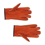 Arbeitshandschuhe aus Leder mit hitzebeständigem und atmungsaktivem Stoff, Handgelenkverschluss für sicheren Sitz, für Schweißumgebungen, Gartenarbeiten und mechanische Bearbeitung (rot)