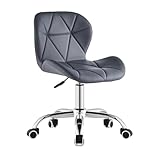 CLIPOP Bürostuhl ohne Armlehnen, Drehstuhl 360°, Schreibtischstuhl mit Rollen, höhenverstellbar, bis 120 Kg Belastbar, für Arbeitszimmer, Schlafzimmer, Homeoffice, Schminkbereich, Grau