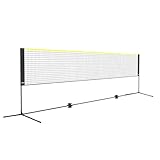 VEVOR Badmintonnetz, Höhenverstellbares Volleyballnetz, 510 x 155 x 103 cm Faltbares Pickleballnetz, Tragbares, Einfach Aufzubauendes Tennisnetz-Set mit Stangen, Ständer & Tragetasche
