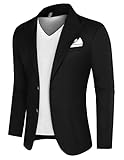 PJ PAUL JONES Sakko Herren Sportlich Regular Fit Freizeit Blazer Modern Freizeit Business Anzugjacke (Schwarz, 2XL)