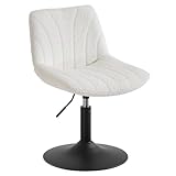 VASAGLE Schminkhocker, Schminkstuhl mit Rückenlehne, höhenverstellbar, um 360° drehbar, für Schlafzimmer, Esszimer, Sherpa-Bezug, cremeweiß LJB160WD01