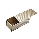 Monfish Brotbackformen Toast Brot Backform Pullman Laib Pfanne Brot Laib Dose mit verschiebbarem Deckel Aluminium Stahl 1000g Teig Champagner Gold Antihaft 34 x 13,5 x 12 cm