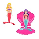 LINTRA 2 Stück Meerjungfrau Wasserspielzeug, Tauchspielzeug, Mermaid Toy Pool Eignet Sich, mit 1 Rosa Muschel, für Partybedarf, Wasserunterhaltung, Geschenke für Kinder