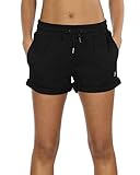 icyzone Damen Sport Kurze Hose Laufshorts Jogginghose Sommer Sportshorts Atmungsaktiv Running Gym Shorts (M, Black)