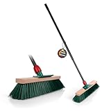 BigDean Straßenbesen mit Teleskopstiel ausziehbar bis 153 cm – Kehrbesen mit Schabkante & Made in Germany