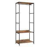 SONGMICS Kleiderschrank offen, Kleiderständer, Garderobenständer, Garderobe mit Kleiderstange, Ablagen, abnehmbare Haken, 40 x 60 x 181 cm, vintagebraun RGR006B01