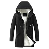 Langer, gepolsterter Winterparka für Herren, wasserdichte Pufferjacke mit Kapuze, winddicht, dicke Mäntel, Schwarz, XX-Large