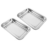 MUELODSIC 2 Stück 2 Stück Offene Edelstahl Katzentoilette 304 Tiefes Katzenbecken mit Hohem Rostfrei Leicht zu Reinigen Katzentoilette für Kätzchen und Kaninchen Ecktoilette für Hygienischen