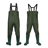 Aopunly Wathose Wasserdicht, 70D Nylon Composite PVC Anglerhose, Fischerhose mit rutschfesten Gummistiefeln, Herren Damen Teichhose, Hochwasserhose, für Baustellen, Angeln, Bauernhöfe, Gärten