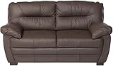 Mivano 2er-Sofa Royale / Zeitloses, bequemes Ledersofa mit hoher Rückenlehne / 160 x 86 x 90 / Lederimitat, Braun