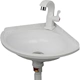 Eckspüle, Wandspüle Wohnmobil-Spüle Kunststoffwaschbecken Waschbecken Mit Wasserhahn Badezimmer-Waschbecken, Modernes Mini-Waschbecken Küchenspüle Für Badezimmer/Garderobe (Weiß)