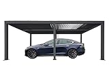 Mendler Carport HWC-L46, Autoüberdachung Garage Unterstand, 11cm-Aluminium-Gestell, Regenrinne sturmfest, 3x6m - anthrazit