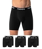 FORVEVO Boxershorts Herren Lang Bein Bauwolle 6er Pack,Atmungsaktiv Unterhosen Männer,Weiche Elastisch Unterwäsche,Sport Unterhosen Männer(Schwarz,Gr.XL)