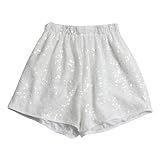 Basketball Shorts Vintage Taille, Weite Hose, elastische lässige Hotpants zum Abnehmen Solid Herren(Weiß,L)