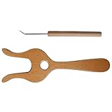 Strickgabel, Häkelhaken aus Holz, Gabel zum Stricken mit präziser Kordel für Anfänger, Set mit Webhaken für Schnürsenkel, Schals, Armbänder, Halsketten, Handbuch