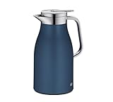 alfi SKYLINE 1,0l, dark denim mat, Edelstahl-Isolierkanne mit hygienischem Hartglaseinsatz, Drehverschluss mit bequemer Drucktaste, ergonomischer Griff, mit einer Hand, ideal als Kaffeekanne, Teekanne