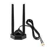 Eightwood Dual Band WiFi Antenne mit Magnetfuß 2,4 GHz/5 GHz RP-SMA Antenne + 2m Verlängerungskabel für PC Router Bluetooth WLAN-Karten PCI PCIe-Karten PC Mainboard