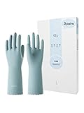 LANON wahoo 3 Paar Wiederverwendbare Haushaltshandschuhe, Ungefütterte Hautsympathische Handschuhe, für Küchenarbeit, Haushaltsreinigung und Geschirrspülung, Surf Spray, Größe L