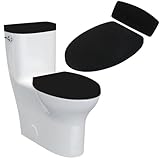 Sliverdew Toilettensitzbezug WC-Sitzbezug, WC-Deckelbezug, Toilettendeckel Tank Protector Cover 2er Set mit Elastischem Boden, Toilettenbezug Gummizug für die meisten Toilettendeckel, Schwarz