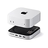 SATECHI Mac Mini M4 Hub & Stand mit NVMe SSD-Gehäuse – M4 Dock mit 2x USB-A 10 Gbps, Datenport, SD-Kartenleser – Perfektes Zubehör für Apple Mac Mini M4 / Pro – Silber