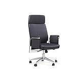 WOTZOV Boss Chair Bürostuhl Chefsessel Ergonomie Stuhl mit hoher Rückenlehne Computerstuhl Arbeitsstuhl mit Fester Armlehne Schreibtischstühle, Leder