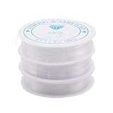 3 Spulen Gummiband für Armbänder,Elastisches Band,0.6mm 0.8mm 1.0mm Transparent Elastische Schmuckfaden für Schmuckherstellung, Halskette, DIY Basteln