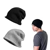 YBCCBY 2 Stück Slouchy Beanie Mütze Strickmütze Dünne Unisex Kaschmir Mütze Skimützen Wollmütze Wintermütze Chemo Kopfbedeckung Fahrradmütze Sportmütze für Outdoor