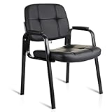 CLATINA Wartezimmer-Gaststuhl mit gepolsterter Armlehne für Bürorezeption und Konferenztisch schwarz