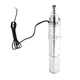 Tiefbrunnenpumpe 0,37KW 65m Förderhöhe Edelstahl Tauchpumpe, Brunnenpumpe mit 2m³/h Fördermenge für Tiefbrunnen und Zisternen, 2 Zoll Tiefbrunnenpumpe mit Überhitzungsschutz
