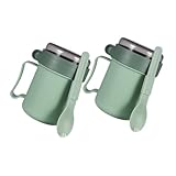 Toyvian 2 Stück Mikrowellengeeigneter Müslibecher mit Deckel und Löffel Leicht Kompakt Wärmeisolierend Tragbarer Frühstücksbecher für Haferbrei Suppe Milch für Büro Schule und Reisen