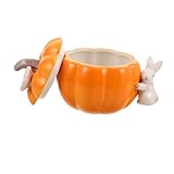 STOBAZA Keramik Kürbis Vorratsglas mit Luftdichtem Deckel Halloween Süßigkeitenbehälter Dekorative Schmuckdose Herbstlicher Vorratsbehälter für Küche Snacks und Festtagsdeko