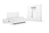 Rauch Möbel Florenz Schlafzimmer, Alpinweiß, bestehend aus Bett mit Liegefläche 180x200 cm inklusive 2 Nachttische und Drehtürenschrank mit Spiegel BxHxT 181x210x54 cm