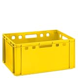 BURI Fleischkiste E3 gelb 60x40x30cm Lagerkiste Eurobox hoch aus Deutschland lebensmittelecht, robust, stapelbar