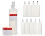 10x 250 ml Octopus Sprühflaschen mit Fingerzerstäuber, Plastikflaschen mit Pumpsprüher, Kunststoffflaschen aus HDPE mit Zerstäuber, inkl. Beschriftungsetiketten