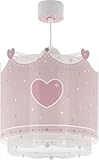 Dalber Lampe kinderzimmer, kinderlampe Pendelleuchte Hängelampe, Deckenleuchte Kinder, Deckenlampe kinderzimmer Little Queen Krone Rosa, 61102, E27