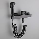 QHLMLL WC-Dusch-Sprühmischer-Set, schwarz, multifunktional, Wandmontage, Bidet-Aufsatz, Wasserhahn-Sprühset für WC, Handbrause, WC-Aufsatz, Duschschlauch (Federschlauch)