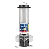 CJ Wildlife - Leto Futtersilo 43cm - Schwarz - Futterstelle für kleine Vögel - 3 Öffnungen schließen bei großen Vögeln - 5 Jahre Garantie