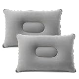 GXGM 2 Stück 34 * 22CM Kissen aufblasbar,nackenkissen aufblasbar,Aufblasbares kopfkissen,Aufblasbares Kissen Camping Reisekissen Luftkissen Kopfkissen, Nackenkissen Strandkissen（Grau）