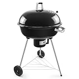 kisidus Kugelgrill Holzkohlegrill mit Deckel, Grillrostdurchmesser 54 cm, Kohlegrill Holzkohlegrillwagen mit Rädern, Holzkohle Grill für Camping, 64x64x99 cm