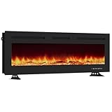 Elektrokamin, Elektrischer 3-in-1 Stand-, Wand- Oder Einbaukamin Mit 3D Flammeneffekt Und 12 Flammenfarben, 900w/1800w Kamin Mit Fernbedienung, Timer & Thermostat, Schwarz