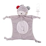Vaguelly Handtuch Für Junge Mädchen Schmusetuch Mit Tierdekor Kuschelplüsch Und Pp-Baumwolle Graues Bärenmuster