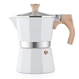 wedrink Espressokocher mokkakanne 3 tassen 150ml, Aluminium Espressomaschine Moka Pot Italienische Kaffeemaschine,weiß